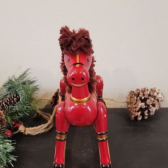 Christmas wooden rocking horse toy vintage handpainted - Picture 2 of 9